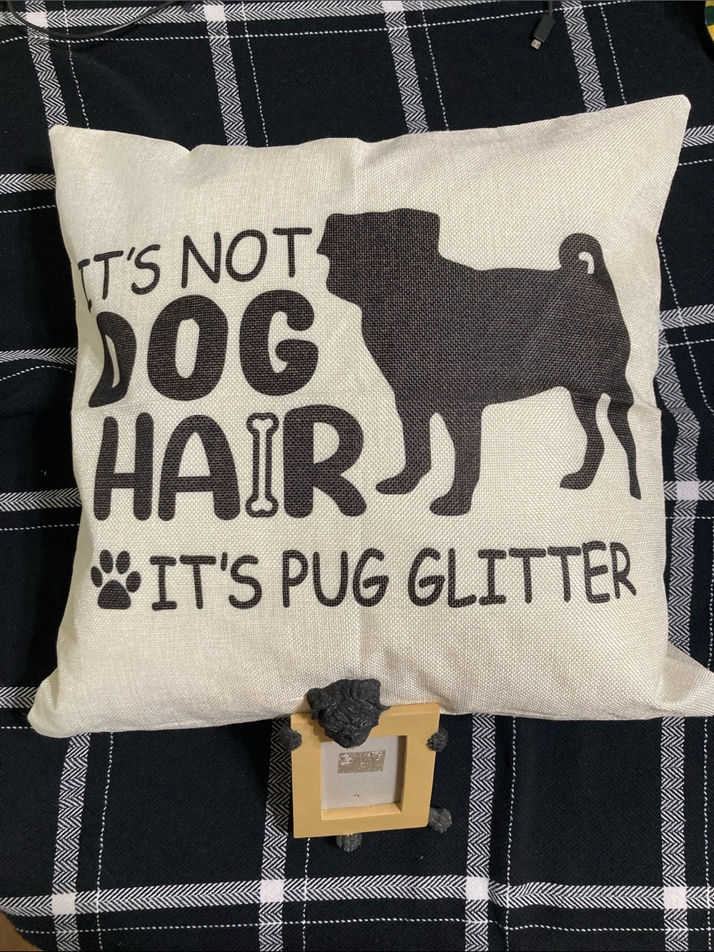 HOST PICK😀2 Pug Theme items: pillow and picture frame